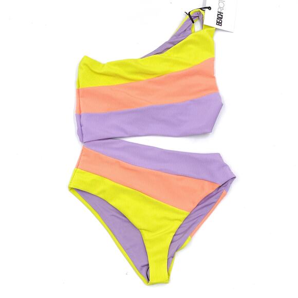 Beach Riot Joyce One Piece Swimsuit Sun-dazed Colorblock One Shoulder Cut-Out - Picture 9 of 13